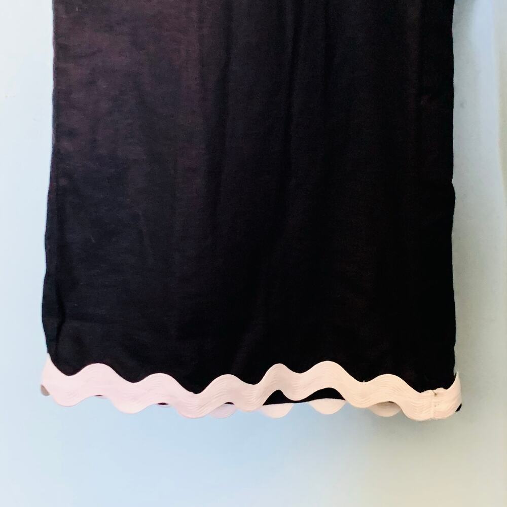 NWT Ann Taylor Linen Wide Leg Pants With Ricrac Scalloped Hem In Black Size 8 - Picture 4 of 10